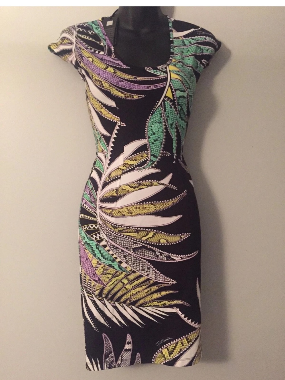 Just Cavalli Women Cap-Sleeve Printed Midi Dress size 46